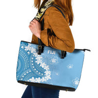 Bula Fiji Women's Day Leather Tote Bag Turquoise Masi Tapa LT7 Turquoise - Polynesian Pride