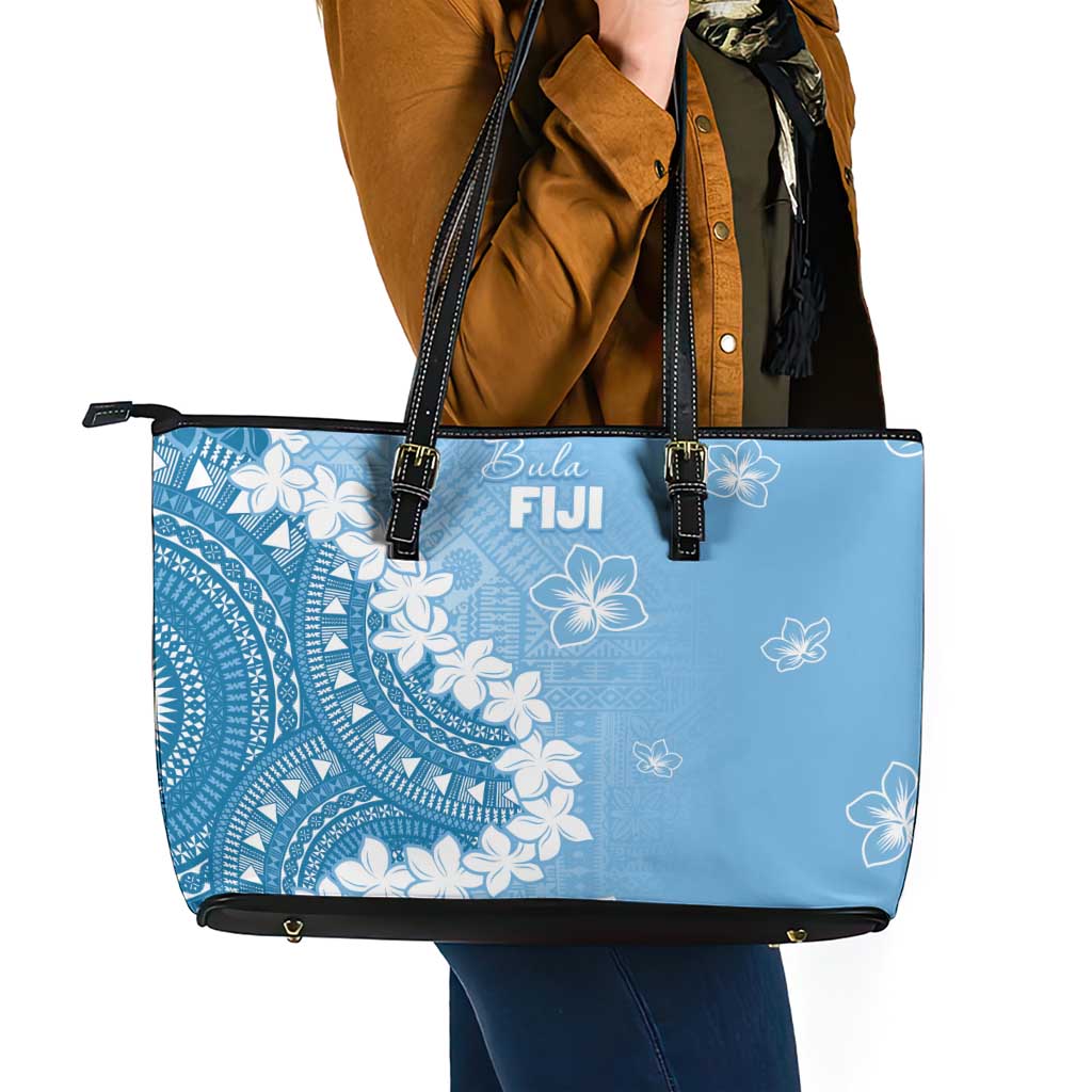 Bula Fiji Women's Day Leather Tote Bag Turquoise Masi Tapa LT7 - Polynesian Pride