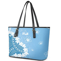Bula Fiji Women's Day Leather Tote Bag Turquoise Masi Tapa LT7 - Polynesian Pride