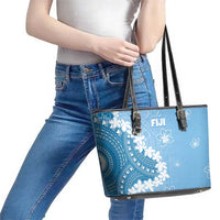 Bula Fiji Women's Day Leather Tote Bag Turquoise Masi Tapa LT7 - Polynesian Pride
