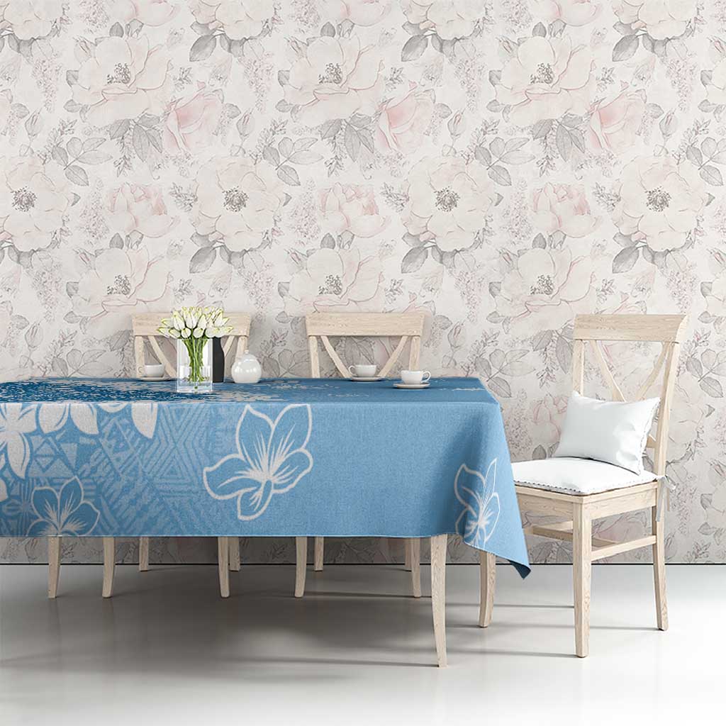 Bula Fiji Women's Day Tablecloth Turquoise Masi Tapa LT7