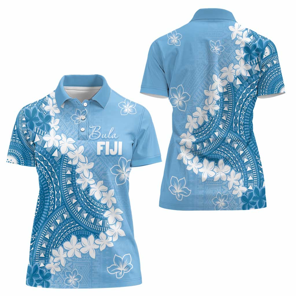 Bula Fiji Women's Day Women Polo Shirt Turquoise Masi Tapa