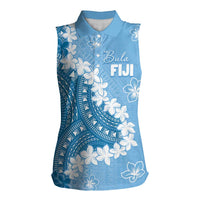 Bula Fiji Women's Day Women Sleeveless Polo Shirt Turquoise Masi Tapa LT7 Female Turquoise - Polynesian Pride