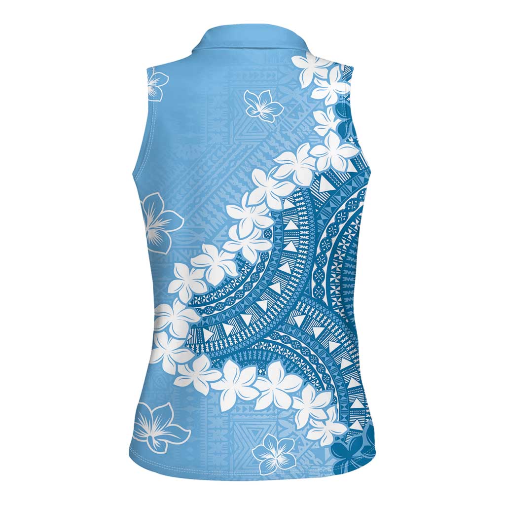 Bula Fiji Women's Day Women Sleeveless Polo Shirt Turquoise Masi Tapa LT7 - Polynesian Pride