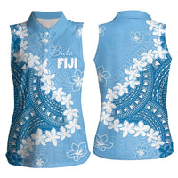 Bula Fiji Women's Day Women Sleeveless Polo Shirt Turquoise Masi Tapa LT7 - Polynesian Pride