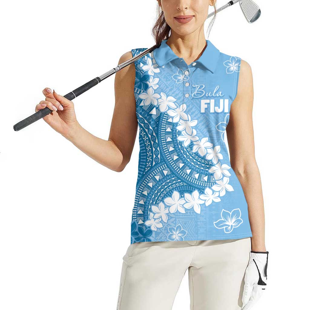 Bula Fiji Women's Day Women Sleeveless Polo Shirt Turquoise Masi Tapa LT7 - Polynesian Pride