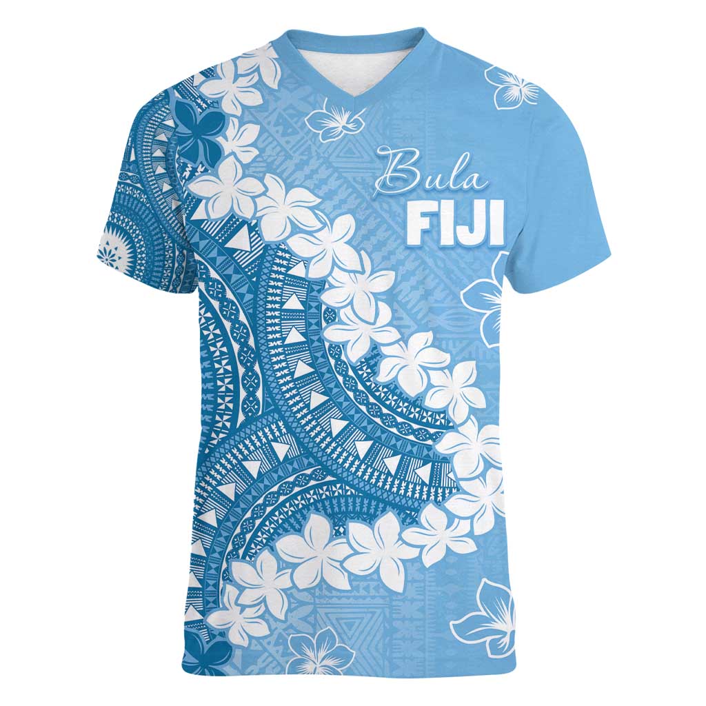 Bula Fiji Women's Day Women V-Neck T-Shirt Turquoise Masi Tapa LT7 Female Turquoise - Polynesian Pride