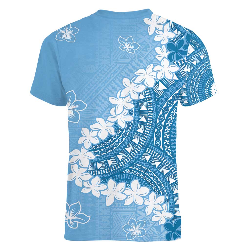 Bula Fiji Women's Day Women V-Neck T-Shirt Turquoise Masi Tapa LT7 - Polynesian Pride