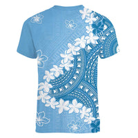 Bula Fiji Women's Day Women V-Neck T-Shirt Turquoise Masi Tapa LT7 - Polynesian Pride