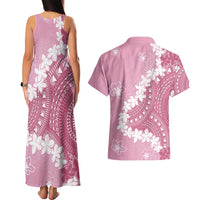 Bula Fiji Women's Day Couples Matching Tank Maxi Dress and Hawaiian Shirt Pink Masi Tapa LT7 - Polynesian Pride