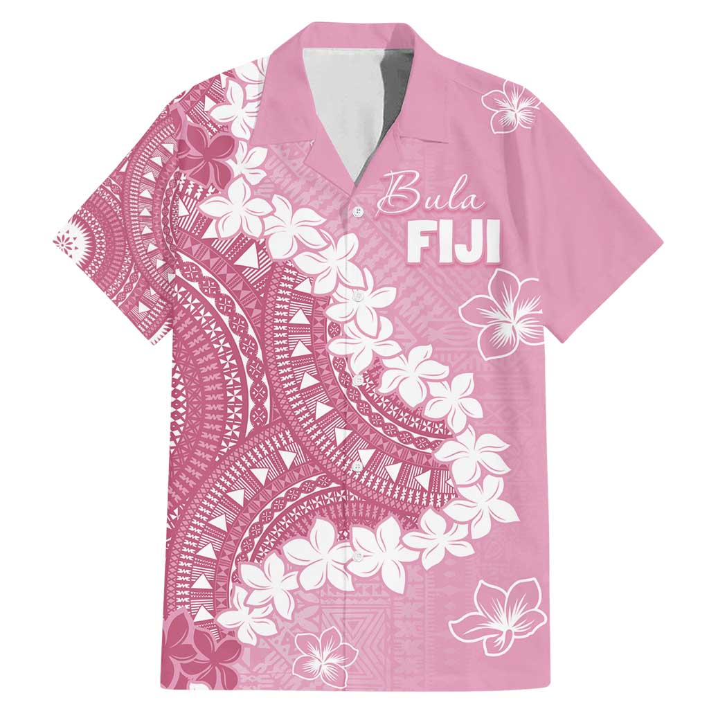 Bula Fiji Women's Day Family Matching Mermaid Dress and Hawaiian Shirt Pink Masi Tapa LT7 Dad's Shirt - Short Sleeve Pink - Polynesian Pride