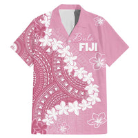 Bula Fiji Women's Day Family Matching Mermaid Dress and Hawaiian Shirt Pink Masi Tapa LT7 Dad's Shirt - Short Sleeve Pink - Polynesian Pride