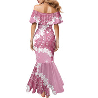 Bula Fiji Women's Day Family Matching Mermaid Dress and Hawaiian Shirt Pink Masi Tapa LT7 - Polynesian Pride