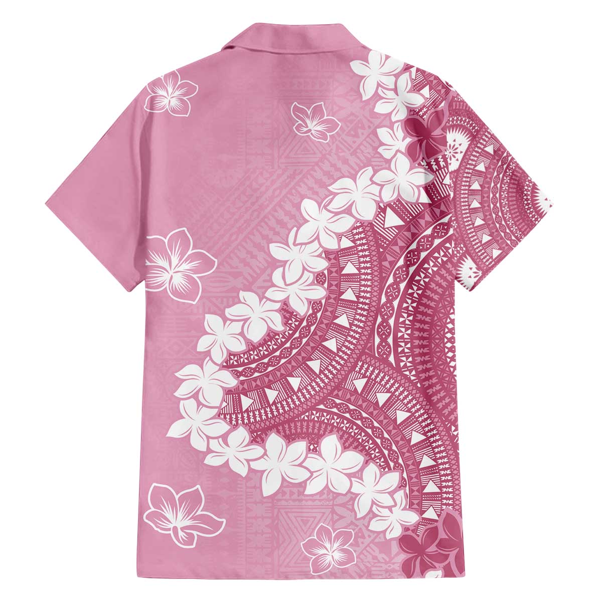 Bula Fiji Women's Day Family Matching Off The Shoulder Long Sleeve Dress and Hawaiian Shirt Pink Masi Tapa LT7 - Polynesian Pride