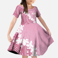 Bula Fiji Women's Day Family Matching Puletasi and Hawaiian Shirt Pink Masi Tapa LT7 Daughter's Dress Pink - Polynesian Pride
