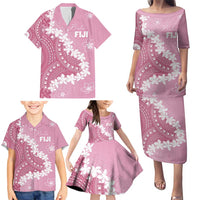 Bula Fiji Women's Day Family Matching Puletasi and Hawaiian Shirt Pink Masi Tapa LT7 - Polynesian Pride