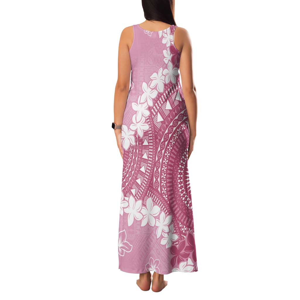 Bula Fiji Women's Day Family Matching Tank Maxi Dress and Hawaiian Shirt Pink Masi Tapa LT7 - Polynesian Pride