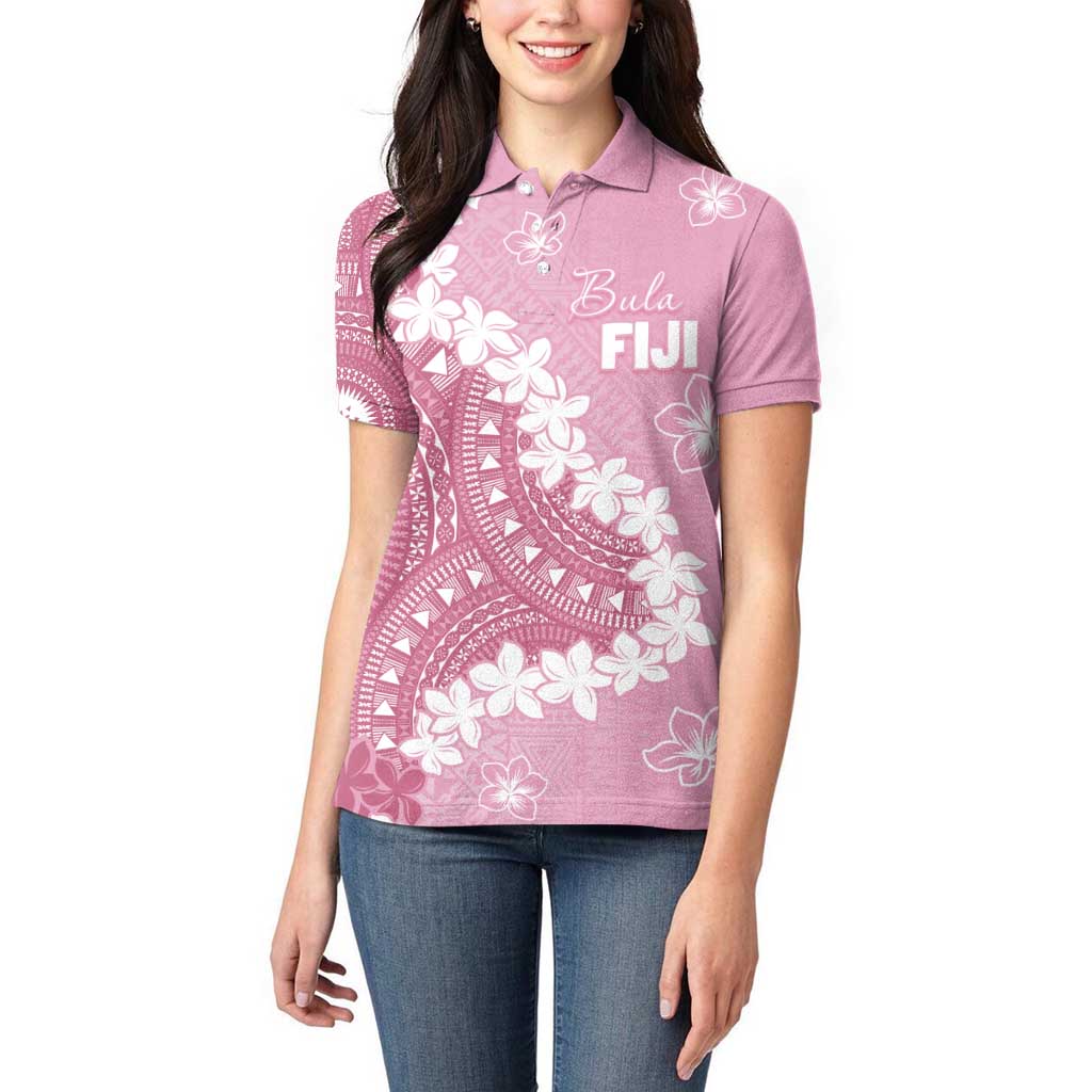 Bula Fiji Women's Day Women Polo Shirt Pink Masi Tapa