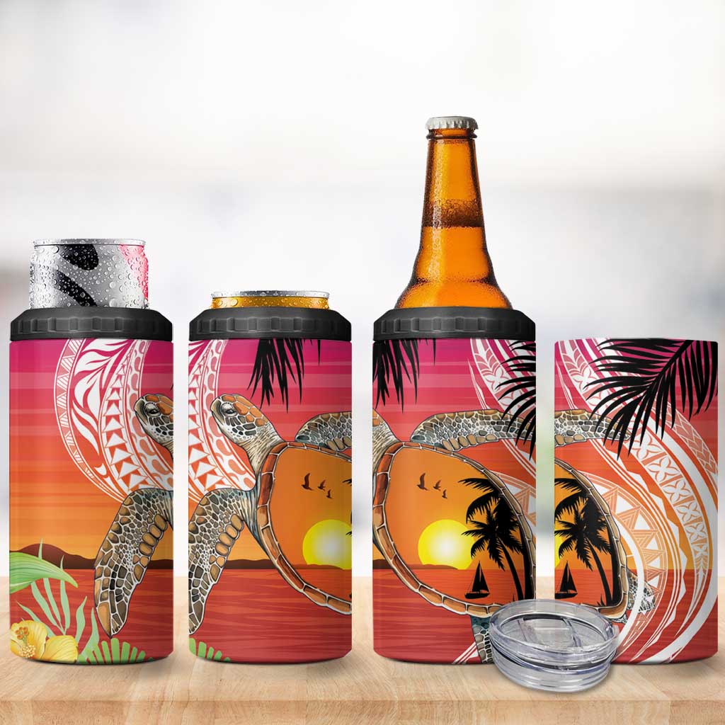 Polynesian Dreamy Turtle 4 in 1 Can Cooler Tumbler Sunset Scenery LT7 - Polynesian Pride