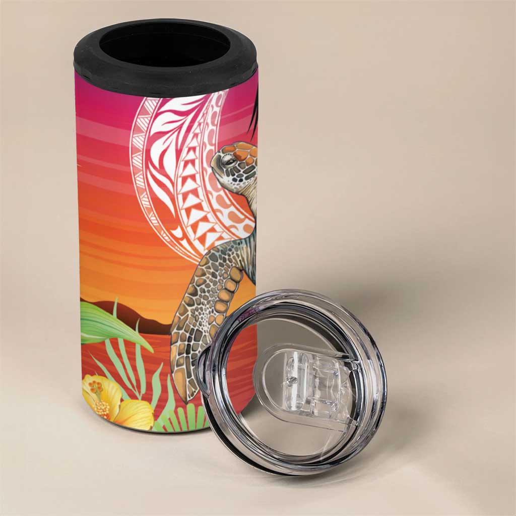 Polynesian Dreamy Turtle 4 in 1 Can Cooler Tumbler Sunset Scenery LT7 - Polynesian Pride