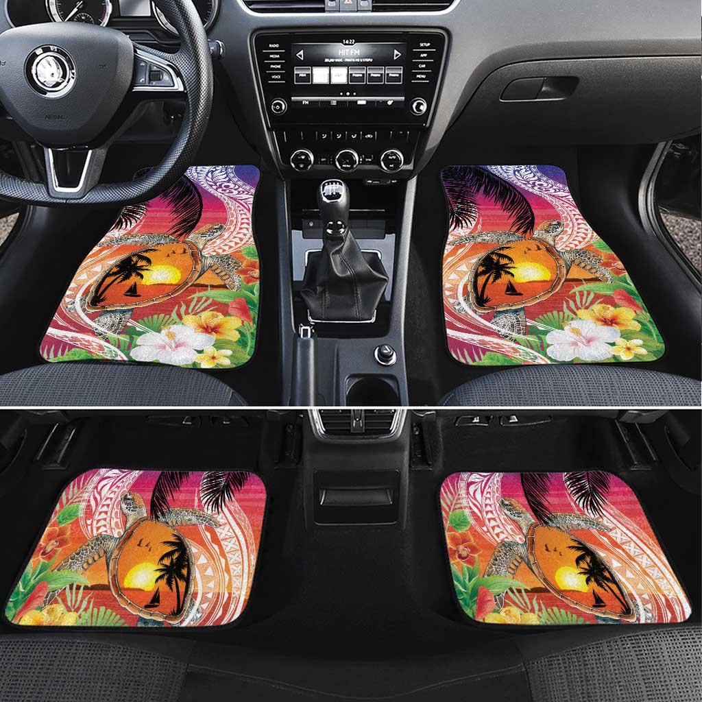 Polynesian Dreamy Turtle Car Mats Sunset Scenery LT7 Set 4pcs Art - Polynesian Pride