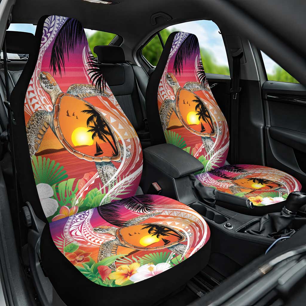 Polynesian Dreamy Turtle Car Seat Cover Sunset Scenery LT7 One Size Art - Polynesian Pride