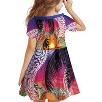 Polynesian Dreamy Turtle Family Matching Long Sleeve Bodycon Dress and Hawaiian Shirt Sunset Scenery LT7 - Polynesian Pride