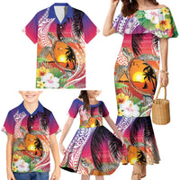 Polynesian Dreamy Turtle Family Matching Mermaid Dress and Hawaiian Shirt Sunset Scenery LT7 - Polynesian Pride