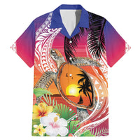Polynesian Dreamy Turtle Family Matching Mermaid Dress and Hawaiian Shirt Sunset Scenery LT7 Dad's Shirt - Short Sleeve Art - Polynesian Pride