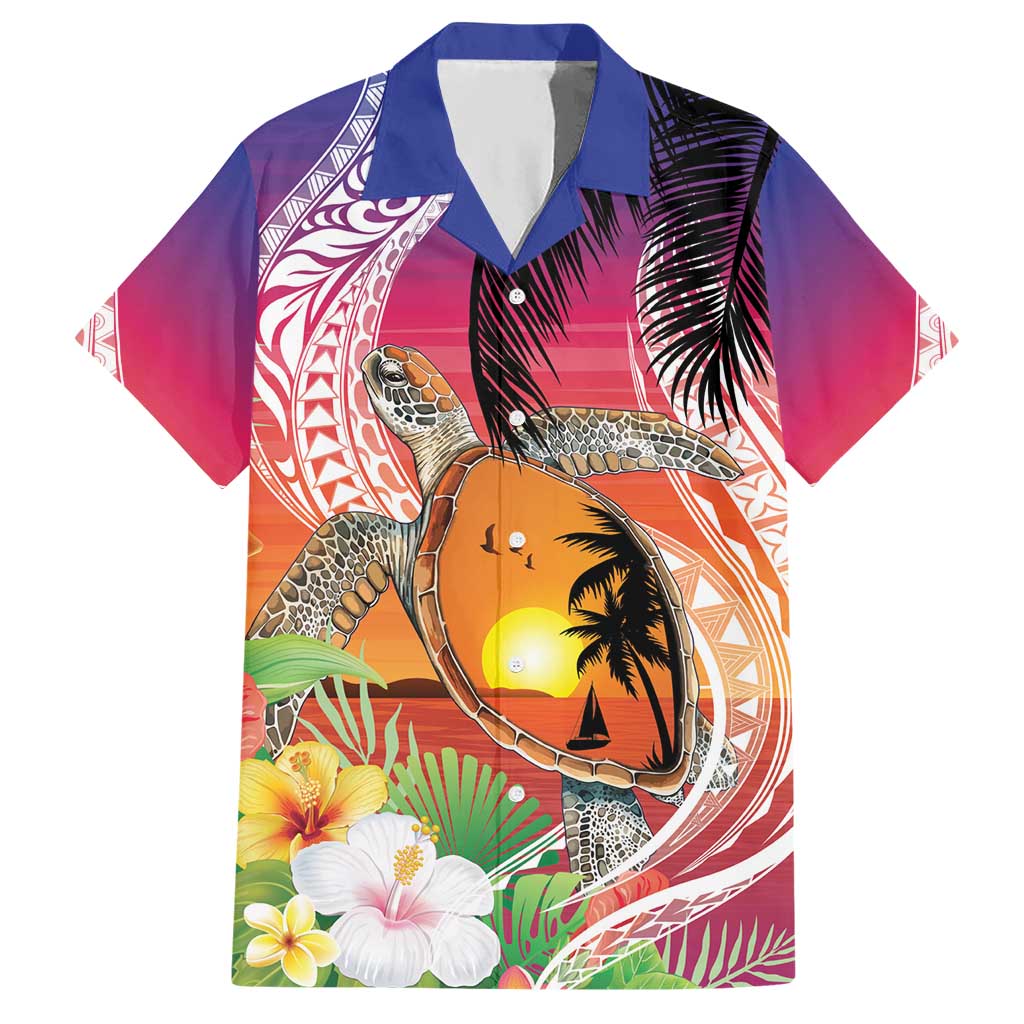 Polynesian Dreamy Turtle Hawaiian Shirt Sunset Scenery