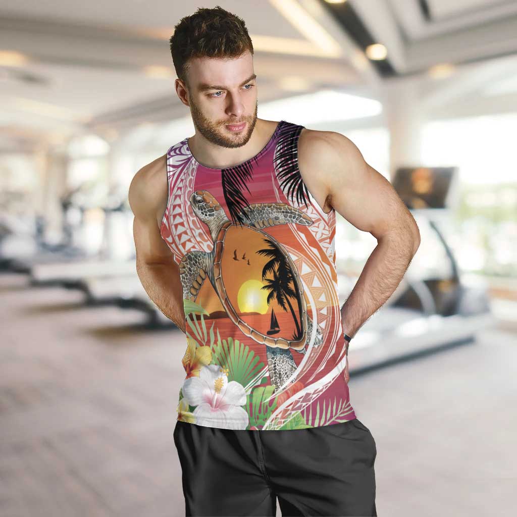 Polynesian Dreamy Turtle Men Tank Top Sunset Scenery LT7 Art - Polynesian Pride