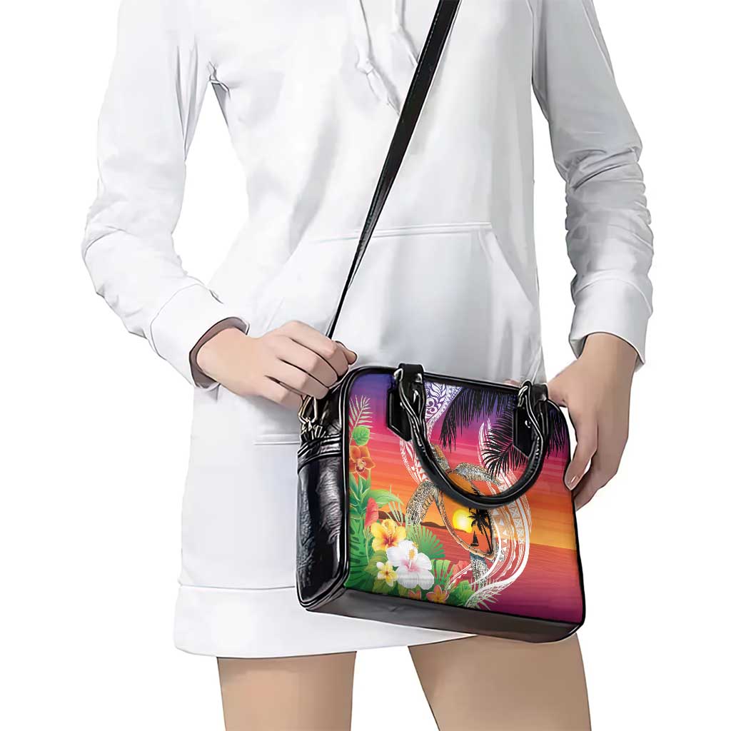 Polynesian Dreamy Turtle Shoulder Handbag Sunset Scenery