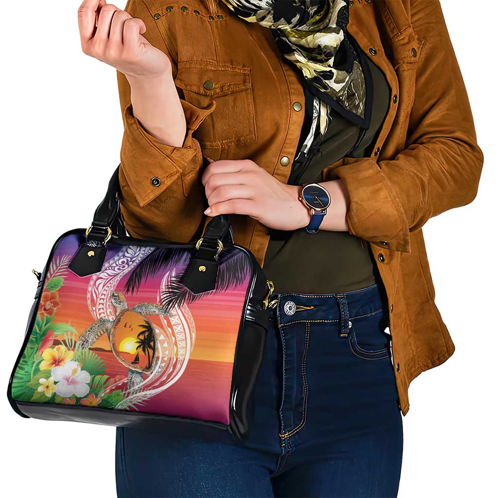 Polynesian Dreamy Turtle Shoulder Handbag Sunset Scenery