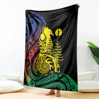 New Caledonia Kanaky Blanket Stylized Fleche Faitiere With Kagu Bird LT7 - Polynesian Pride