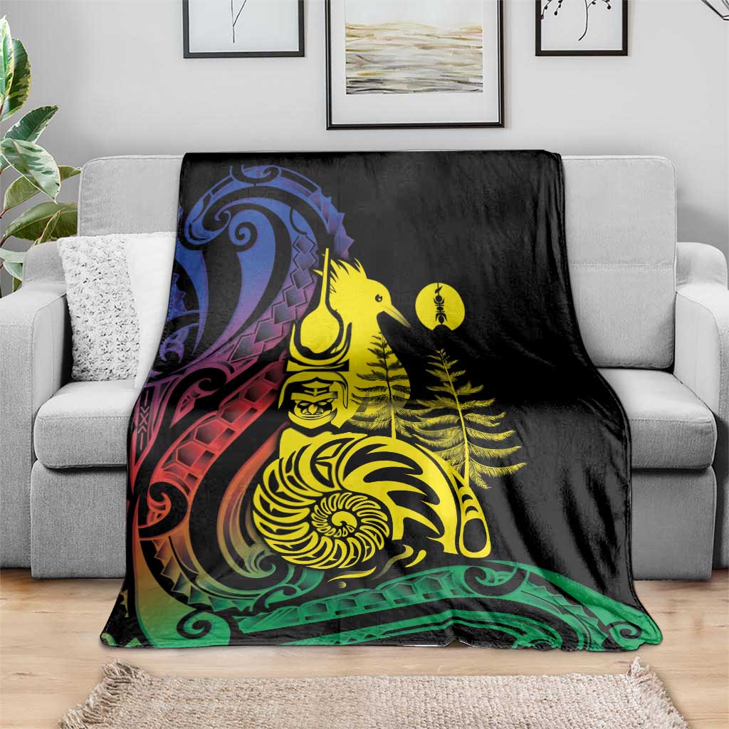 New Caledonia Kanaky Blanket Stylized Fleche Faitiere With Kagu Bird LT7 - Polynesian Pride