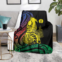 New Caledonia Kanaky Blanket Stylized Fleche Faitiere With Kagu Bird LT7 - Polynesian Pride