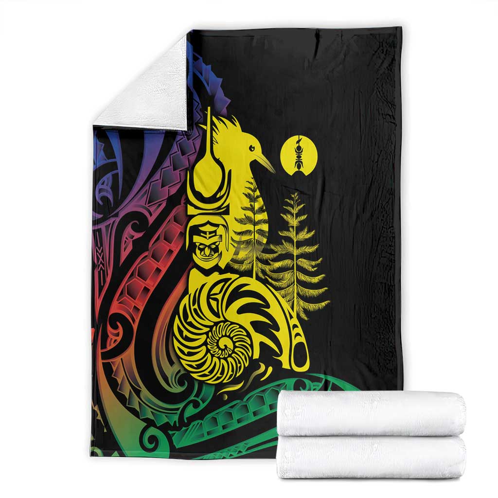 New Caledonia Kanaky Blanket Stylized Fleche Faitiere With Kagu Bird LT7 - Polynesian Pride