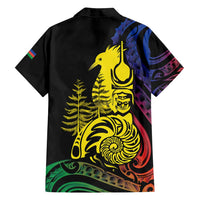 New Caledonia Kanaky Family Matching Long Sleeve Bodycon Dress and Hawaiian Shirt Stylized Fleche Faitiere With Kagu Bird LT7 - Polynesian Pride
