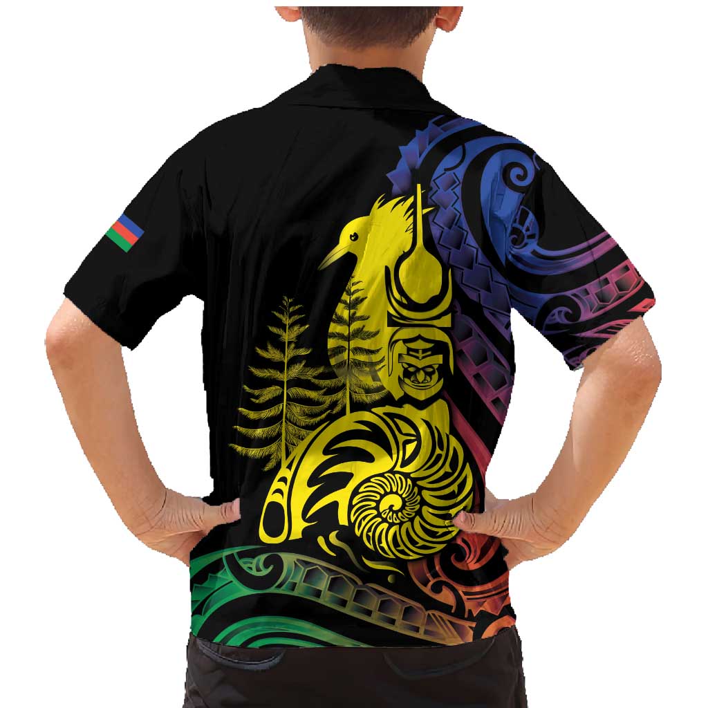 New Caledonia Kanaky Family Matching Mermaid Dress and Hawaiian Shirt Stylized Fleche Faitiere With Kagu Bird LT7 - Polynesian Pride
