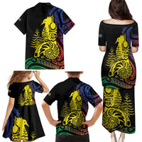 New Caledonia Kanaky Family Matching Puletasi and Hawaiian Shirt Stylized Fleche Faitiere With Kagu Bird LT7 - Polynesian Pride