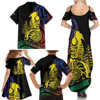 New Caledonia Kanaky Family Matching Summer Maxi Dress and Hawaiian Shirt Stylized Fleche Faitiere With Kagu Bird LT7 - Polynesian Pride