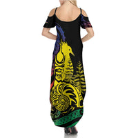 New Caledonia Kanaky Family Matching Summer Maxi Dress and Hawaiian Shirt Stylized Fleche Faitiere With Kagu Bird LT7 - Polynesian Pride