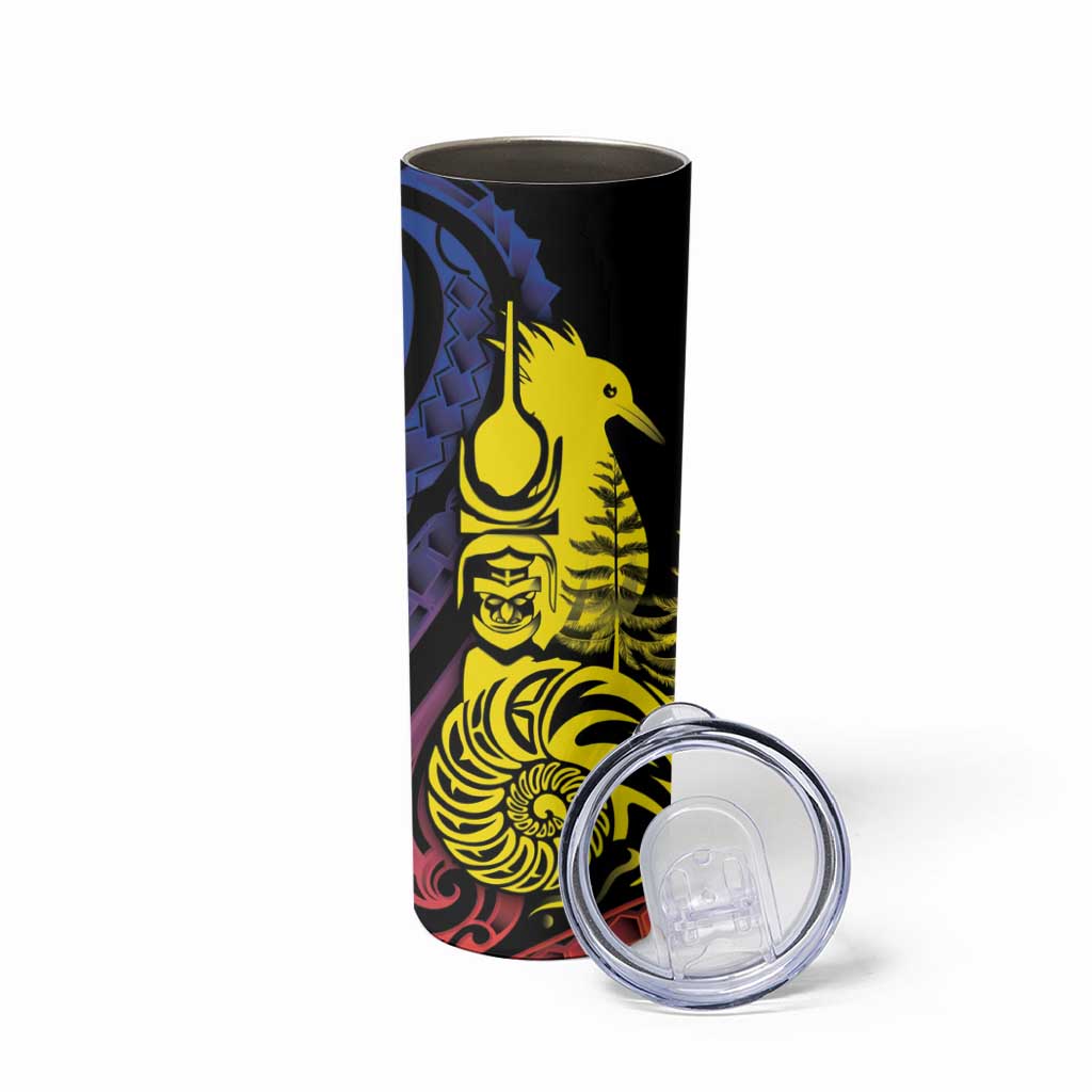 New Caledonia Kanaky Skinny Tumbler Stylized Fleche Faitiere With Kagu Bird LT7 - Polynesian Pride