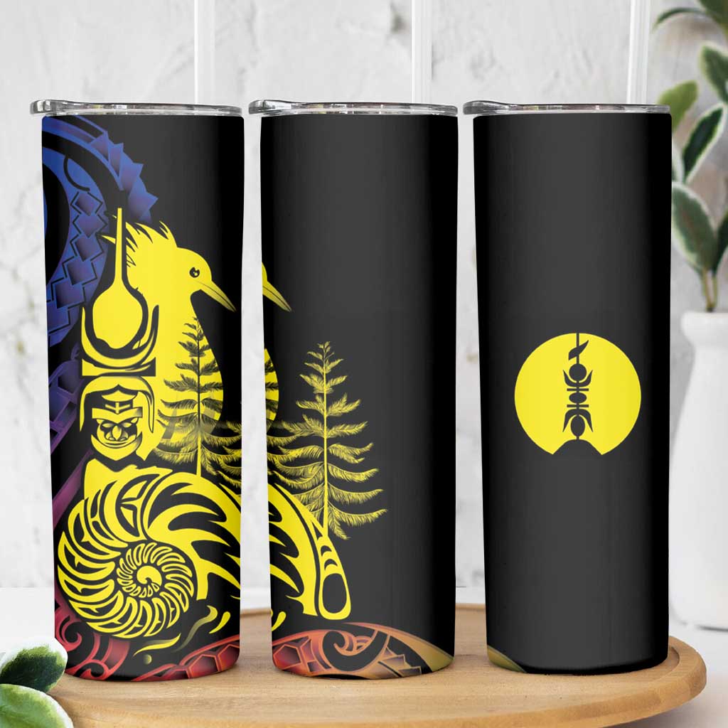 New Caledonia Kanaky Skinny Tumbler Stylized Fleche Faitiere With Kagu Bird LT7 - Polynesian Pride