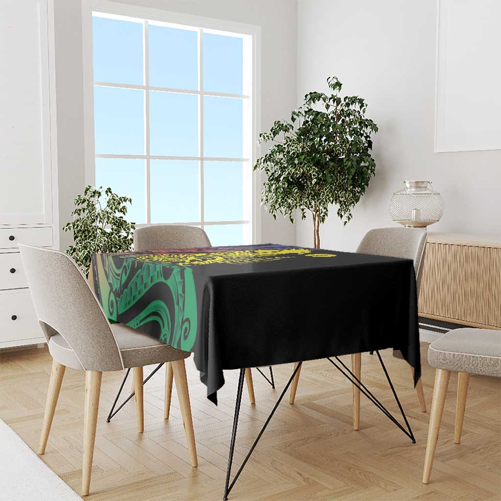 New Caledonia Kanaky Tablecloth Stylized Fleche Faitiere With Kagu Bird