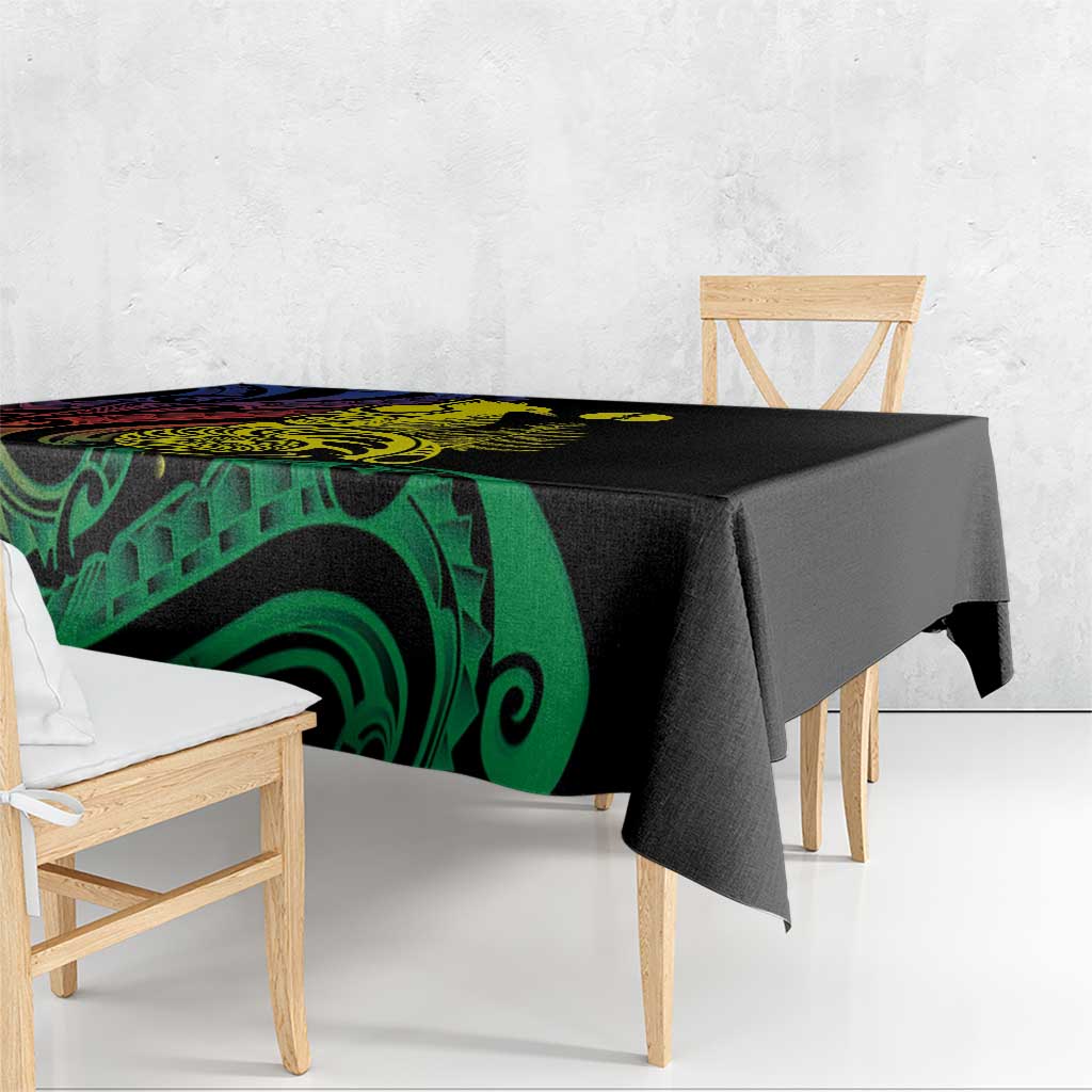 New Caledonia Kanaky Tablecloth Stylized Fleche Faitiere With Kagu Bird