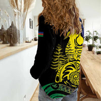 New Caledonia Kanaky Women Casual Shirt Stylized Fleche Faitiere With Kagu Bird LT7 - Polynesian Pride