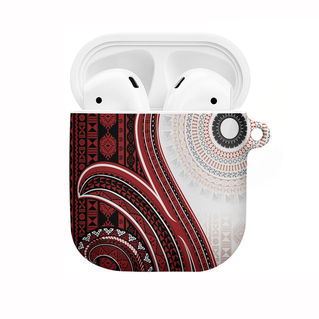 Bula Fiji Vintage Tapa AirPods Case Kaivity Masi Wave Motifs - Red