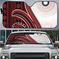 Bula Fiji Vintage Tapa Auto Sun Shade Kaivity Masi Wave Motifs - Red LT7 Red - Polynesian Pride