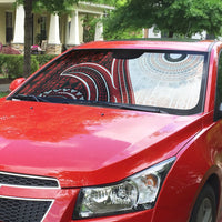 Bula Fiji Vintage Tapa Auto Sun Shade Kaivity Masi Wave Motifs - Red LT7 - Polynesian Pride